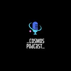 the cosmos podcast logo with a microphone in the center on a black background