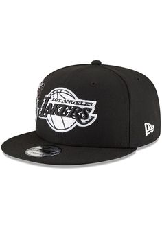 Wear your Lakers style with pride in this Los Angeles Lakers New Era Black NBA Backhalf 9FIFTY Snapback Hat! This LA Lakers Snapback Hat features a front embroidered team logo on a structured polyester crown with flat visor and snap closure. Go Lakers! Front embroidered logo, Fashion alternate colorway, Side New Era Flag, Back plastic snapback, Adjustable closure, Polyester material, Polyester, Wipe clean with cloth or cleaning kit, 4 Black Snapback Hat With Embroidered Logo, Black Snapback Visor Hat With Embroidered Logo, Streetwear Hats With Embroidered Logo And Flat Crown, Throwback Snapback Baseball Cap With Embroidered Logo, Snapback Cap With Embroidered Logo For Sports Events, Casual Baseball Cap With Embroidered Logo And Flat Crown, Black Hip Hop Snapback Hat With Embroidered Logo, Casual Baseball Cap With Embroidered Logo, Casual Hat With Embroidered Logo And Flat Crown