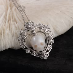 Carved Pearl, Edgy Jewelry, Skull Carving, Skull Necklace, Heart And Soul, Fantasy Jewelry, Necklaces For Women, Gothic Jewelry