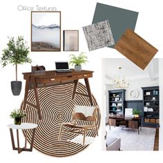 a collage of photos with furniture and decor