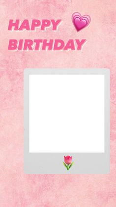 a happy birthday card with a pink rose and hearts on the back, in front of a light pink background