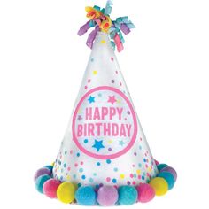 The Pastel Party Cone Hat is the pinnacle of party fashion! This party hat adorned with colorful dots and a matching pom-pom base is sure to be a hit at any birthday celebration. pbIridescent Pastel Party Happy Birthday Pom-Pom Party Hat product details:-b-p ul li6in wide x 8.25in tall-li liSecures with elastic strap-li liIridescent finish-li liCardstock and polyester-li liOne size fits most-li -ul Multicolor Novelty Party Hat, Novelty Multicolor Party Hats, Fun Mini Hats For Birthday Carnival, Fun Hats For Birthday And Carnival, Fun Birthday Carnival Hats, Fun Carnival Birthday Hats, Whimsical Party Supplies For Birthday And Carnival, Playful Hats For Birthday And Carnival, Novelty Multicolor Mini Hats For Party