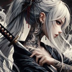 Female Samurai Aesthetic, Anime Pfp Samurai, Samurai Girl Drawing, Samurai Lady Art, Samurai Girl Art, Dragon Tattoo Art, Horror Drawing, Japanese Warrior, Digital Art Anime