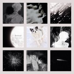 black and white images of people, animals, and fireworks