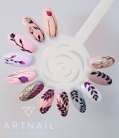 Nail Art Wheel, New Nail Art Design, Nail Drawing, Different Nail Designs, Fancy Nails Designs, Nail Art Designs Diy, Floral Nail Art, Nail Art Designs Videos, Trendy Nail Art