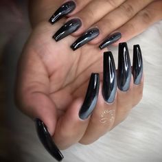 Different Nail Designs, Silver Nails, Beautiful Nail Art, Cool Nail Designs, Long Acrylic Nails, Gorgeous Nails, Nail Manicure