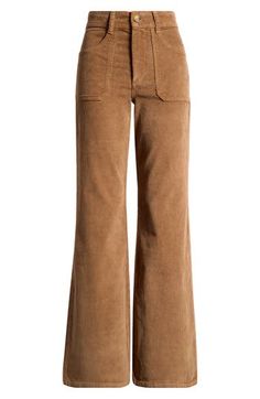 These comfortable corduroy pants will be worn on repeat thanks to their high-waisted comfort and full-length flared legs. Zip fly with button closure Front slant pockets 98% cotton, 2% elastane Machine wash, tumble dry Made in Turkey Coudroy Pants, Corderoy Pants, Friends Style, Boy Activewear, Marine Layer, Favorite Daughter, Maternity Shops, Loungewear Shorts, Designer Clothes For Men