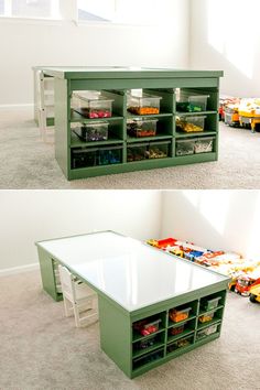 DIY Lego table. IKEA HACK that got people talking - If Only April Lego Table Bedroom, Lego Table Trofast, Train And Lego Table, Lego Table Organization, Trofast Playroom Desk, Playroom Activity Table, Lego Table Playroom, Ikea Hack Activity Table, Kids Table Ikea