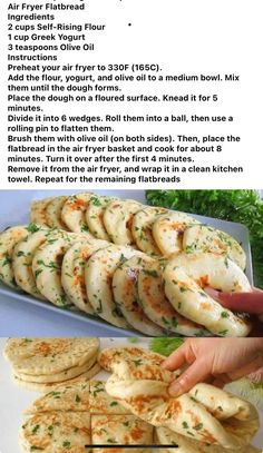 the instructions for how to make homemade pita breads with herbs and seasoning