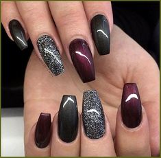 Simple Black Nail Art, Nail Black, Nexgen Nails, Art Design Ideas, Black Nail Art, Nagel Tips, Burgundy Nails