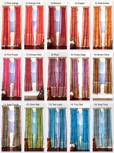 the different colors of curtains are shown in multiple rows, and each curtain has an individual color