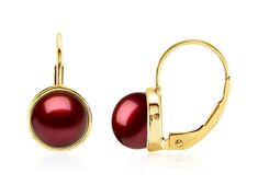 "You will love the unique color on this great pair of hand crafted freshwater cultured cranberry pearl earrings set in your choice of 14K yellow gold or 14K white gold.  Earrings are constructed using secure leverback settings.  The hand selected and set pearls are a charming cranberry color, rich with many undertones.  Absolutely 100% 14K gold top quality settings and genuine pearls.  A fabulous, elegant combination that is sure to please. A FREE Gift Box is included with your purchase. Approxi Red Pearl Earrings For Formal Occasions, Formal Red Pearl Earrings With Matching Set, Elegant Red Pearl Earrings For Formal Occasions, Red Pearl Drop Earrings For Formal Occasions, Red Pearl Drop Earrings, Elegant Pearl Earrings With Lever Back As A Gift, Elegant Red Pearl Earrings For Anniversary, Elegant Red Pearl Drop Jewelry, Elegant Cranberry Jewelry For Gift