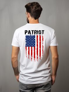 Show off your patriotic spirit with the Patriot Flag It T-Shirt. This classic tee features a bold and vibrant American flag graphic, making it the perfect choice for any patriotic occasion. Made with soft and comfortable fabric, this t-shirt is perfect for everyday wear or special events. Whether you're celebrating the Fourth of July or simply want to show your love for your country, the Patriot Flag It T-Shirt is a must-have addition to your wardrobe. Make a statement and stand proud with this American Flag T-shirt For 4th Of July, Made In Usa Crew Neck T-shirt For Veterans Day, Independence Day American Flag T-shirt, White Americana Letter Print T-shirt, American Style Flag Print T-shirt For 4th Of July, White Cotton T-shirt With American Flag Print, White Flag Print T-shirt For Streetwear, Casual Short Sleeve T-shirt With American Flag, Patriotic 4th Of July Streetwear T-shirt