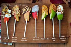 apple pops instead of cake pops - a healthier option for kids parties and snacks