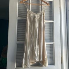 Brand New Lightweight Slightly Sheer Perfect For Summer Super Cute With Sandals Or Cowboy Boots Sleeveless Lace Trim Slip Dress For Vacation, Beige Midi Dress With Lace Trim For Vacation, Spring Vacation Beige Slip Dress, Spring Beach Slip Dress With Lace Trim, Beige Slip Dress For Spring Vacation, Casual Beige Midi Dress With Lace Trim, Summer Beach Slip Dress With Lace Trim, Vacation Linen Dress With Lace Trim, Summer Midi Dress With Lace Trim For Brunch