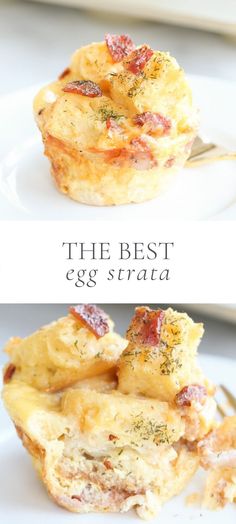 the best egg strata recipe is made with eggs, ham and cheese it's so good to eat