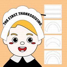 a paper doll with the words'first thanksgiving'written on it and an image of a woman