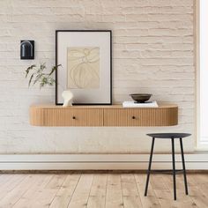 Ellington Floating Console (48") Floating Media Console, Floating Console, Floating Tv Console, Floating Cabinets, Wall Mounted Desk, Midcentury Home, Foyer Table, Room Corner, Home Board