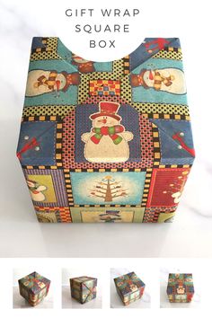 an image of a gift wrapper box with different designs on it and instructions to make it