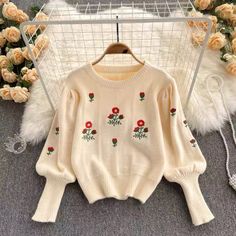 Pullover knit sweater, new style, flower embroidery, lantern sleeve loose lazy sweaterMaterial:knittedColor:beigeStyle:sweetFeatures:embroidered flower,lantern sleeveSize(CM):free 1inch=2.54cmlength:54,sleeve:53,bust:100,waist:100&ltp&gtAll items will arrive in about 20-25 business days, if you have an emergency, please contact us to upgrade logistics.</p>&ltbr/>&ltp&gtNeed to add 16 dollars fast shipping(Arrive in 10-14 days).</p>&ltbr/> Beige Long Sleeve Sweater With Floral Embroidery, Cream Sweater With Floral Embroidery For Fall, Embroidered Long Sleeve Beige Sweater, Cream Floral Embroidery Sweater For Fall, Beige Floral Embroidered Sweater For Fall, Cream Floral Embroidered Sweater For Fall, Beige Embroidered Long Sleeve Sweater, Cream Knit Sweater With Floral Embroidery, Cream Puff Sleeve Sweater For Spring