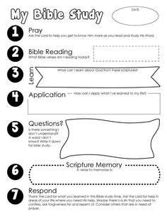 the bible study sheet for kids to learn how to read and use it as an activity