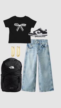 @fittedbyaves Nyc Outfits, Trendy Outfits For Teens, Casual School Outfits, Cute Preppy Outfits, Stockholm Fashion, Comfy Fashion, Casual Style Outfits, Lookbook Outfits, Preppy Outfits