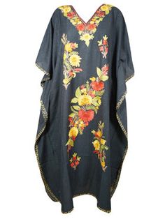 Embroidered Caftan, Black Kaftan, Kaftan Dresses, Maxi Kaftan, Kaftan Maxi Dress, Kimono Sleeves, Love Clothing, Caftan Dress, Women Maxi