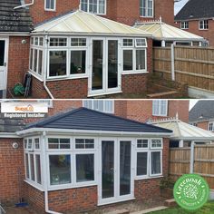 before and after shots of a sunroom extension to a house in essex, england