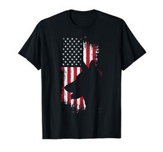 a black shirt with an american flag and a dog's head in the center