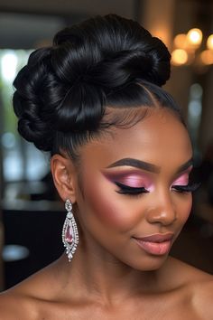 From sleek and sophisticated to bold and glamorous, explore our gallery of prom updo hairstyles designed specifically for black women. Get ready to slay! Wedding Bun Black Women, French Roll Hairstyle For Black Women, Prom Updo Hairstyles, Updos For Black Women, Updo Hairstyles For Black Women, Afro Hair Tips, Black Women Updo Hairstyles, Black Bridesmaids Hairstyles, Wedding Hairstyles For Women