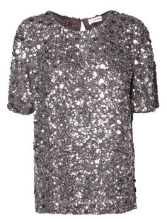 A bright and sophisticated blouse perfect for special evenings. Fully coated in silver sequins that catch the light with every move, blending glamour and comfort in a unique design.Composition: 100% Viscose Sequined Blouse, Pleats Please Issey Miyake, Silver Sequin, Luxury Shop, Yoga Wear, Luxury Boutique, Blending, A R, Round Neckline