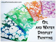 oil and water art project for kids with the words oil and water painting on it