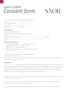 Ensure client safety with the SNOB Lash Client Consent Form. This detailed document covers all relevant safety information regarding eyelash extension treatments. With a comprehensive list of client details, this form ensures both client and technician satisfaction. Ensure that all lash treatments are discussed and client expectations are clear before proceeding. A must-have for any lash artists. 📲 Downloadable .PDF 📲 Editable Canva Template Eyelash Extensions Consent Form, Lash Consent Forms Templates, Lash Consent Form, Eyelash Lift And Tint, Tech Room, Eyelash Tips, Hair Extension Shop, Lash Business