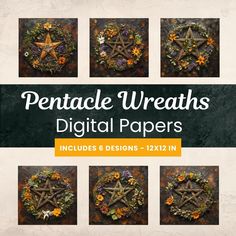 the cover of pentacle wreaths digital papers includes 6 designs - 12x12 in