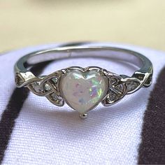 Promise Ring/ Engagement Ring/ Gift For Yourself So Pretty! Size 8 Brand New Sterling Silver Heart Ring With Gemstone For Promise, Nickel-free Heart Shaped Promise Ring Jewelry, Heart-shaped Crystal Promise Ring For Valentine's Day, Sterling Silver Heart-shaped Crystal Promise Ring, Nickel-free Heart Promise Ring For Valentine's Day, Celtic Knot, Womens Jewelry Rings, Promise Rings, Heart Shapes