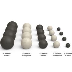 the different sizes and shapes of black and white balls are shown in this graphic representation