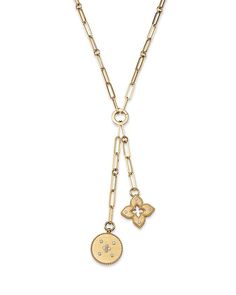 Roberto Coin 18K Yellow Gold Venetian Princess Diamond Flower & Disc Pendant Y Necklace, 15" Jewelry & Accessories - Bloomingdale's Luxury Necklace With Flower Charm For Anniversary, Luxury Yellow Gold Flower Pendant Jewelry, Luxury Round Jewelry With Flower Charm, Luxury Gold-tone Necklace With Detachable Pendant, Luxury Yellow Gold Necklace With Flower Charm, Luxury Gold Necklace With Flower Charm, Luxury Jewelry With Flower Charm For Formal Occasions, Luxury Formal Jewelry With Flower Charm, 15 Jewelry