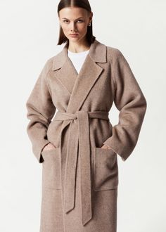 Relaxed coat secured with a tonal self-tie belt. Detailed with large patch pockets.Side seam belt loopsUnlinedLength of coat: 114.5cm / 45.1" (Size S)Certified according to the Responsible Wool Standard (CU815347) Cashmere Beanie, Knit Outerwear, Clothes Shopping, Belted Coat, Green Coat, Blazer And Shorts, Cozy Fits, Fashion Story, Scarf Hairstyles