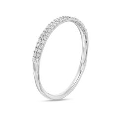 a white gold ring with diamonds on it