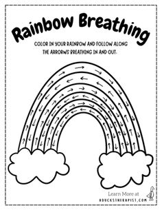 Rainbow Breathing Printable Free, Breathing Rainbow, Feelings Craft, Rainbow Worksheet, Social Thinking Activities, Social Work Interventions, Anger Worksheets, Identifying Emotions, Sel Activities