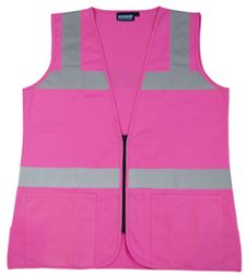 Hi-Visibility Female Fitted Pink Safety Vest Construction Vest, Pink Tools, Fitted Vest, Womens Safety, Tricot Fabric, Pink Vest, Safety Vest, Pink Fits, Ladies Dress Design