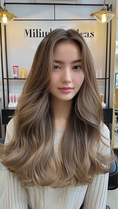 21 Milk Tea Hair Colors for a Fresh Look Hair Color Cool Tone, Hair Colour Asians, Hair Colour Aesthetic, Hair Colors Asian, Cool Tone Hair Colour, Hair Color For Cool Tone, Low Maintenance Balayage Hair, Milk Tea Brown Hair With Highlights, Milk Tea Brown Balayage