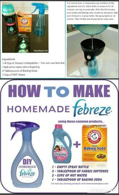 the instructions for how to make homemade febreze