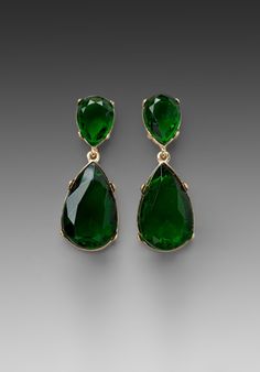 Tear Drop Earrings, Green Stones, Ruby Earrings, Earrings In Gold, Emerald Jewelry, Heart Earrings Studs, Kenneth Jay Lane