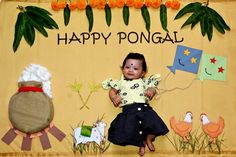 Pongal baby photoshoot Sankranthi Photoshoot Ideas, Sankranti Theme Baby Photoshoot, Pongal Theme Baby Photoshoot, Pongal Baby Photoshoot Ideas, Sankranthi Theme Baby Photoshoot, Pongal Photoshoot, Monthly Photoshoot, 2 Month Baby, Happy Pongal