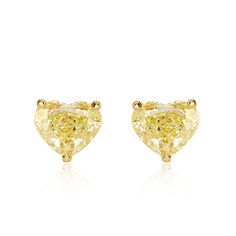 6.77ct Fancy Light Yellow Heart Shaped Diamond Stud Earrings Luxury Yellow Gold Heart Earrings, Luxury Yellow Gold Heart Drop Earrings, Luxury Heart-shaped Diamond Earrings, Luxury Heart-shaped Diamond Cut Earrings, Luxury Heart-shaped Diamond Earrings With Prong Setting, Luxury Heart Cut Cubic Zirconia Earrings, Elegant Yellow Heart Earrings, Fancy Light, Mark Broumand