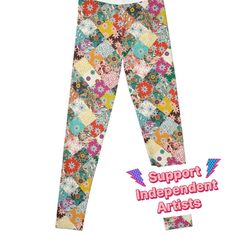 Super stretchy and durable polyester full-length leggings. Vibrant high-quality sublimation print across the front and back. Size range XXS-XL. patchwork diamonds made from my sarilmak collection Fashion Art, Sublimation Printing, Boho Fashion, Full Length, Multi Color, Diamonds, Leggings, Range, For Sale