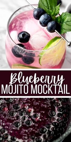 blueberry mojito mocko cocktail with mint garnish