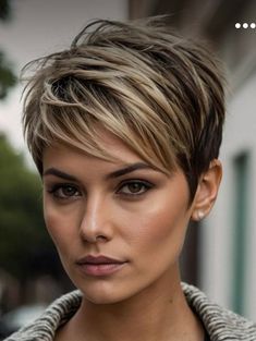 Short Asymmetrical Hairstyles Edgy Pixie Cuts, Chic Pixie Haircut, Redhead Hair Color, Sleek Short Hair, Short Hair Back, Funky Short Hair, Chic Short Hair