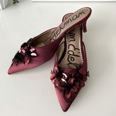 Sam Edelman Burgundy Satin Kitten Heel Mules. Heel Height Is 2��”. Size 6. Brand New Without Box. Burgundy Pointed Toe Heels For Spring, Chic Burgundy Heels For Spring, Burgundy Closed Toe Heels For Spring, Burgundy Heels For Spring Party, Elegant Burgundy Heels For Spring, Spring Party Burgundy Heels, Synthetic Kitten Heels With 4-inch Almond Toe, Luxury 4-inch Kitten Heels Medium Width, Chic Synthetic Kitten Heels With 4-inch Heel